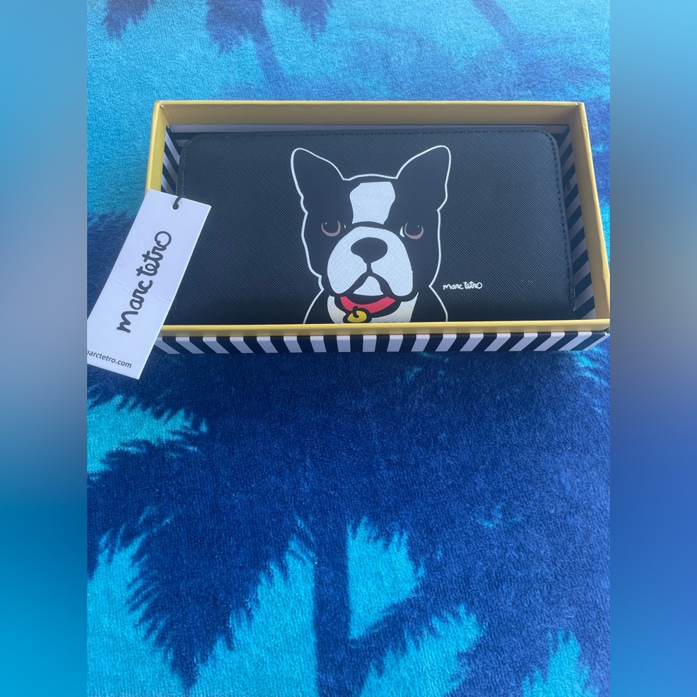Marc Tetro Black Wallet with Frenchie Dog Graphic